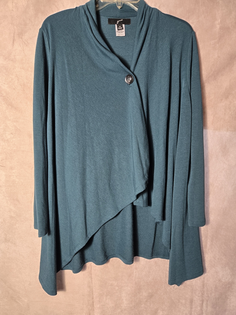 GNW Teal Asymmetrical Draped Cardigan